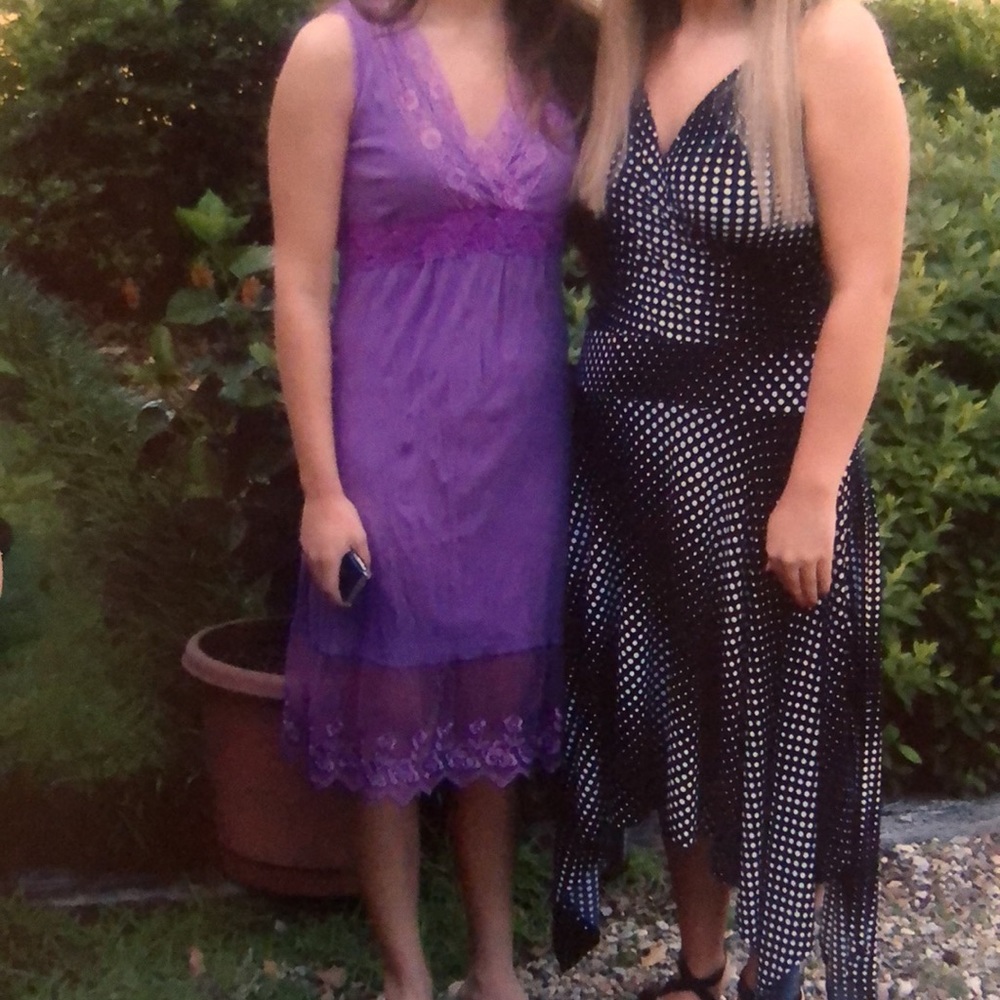 Lilac lace dress, hits below knees